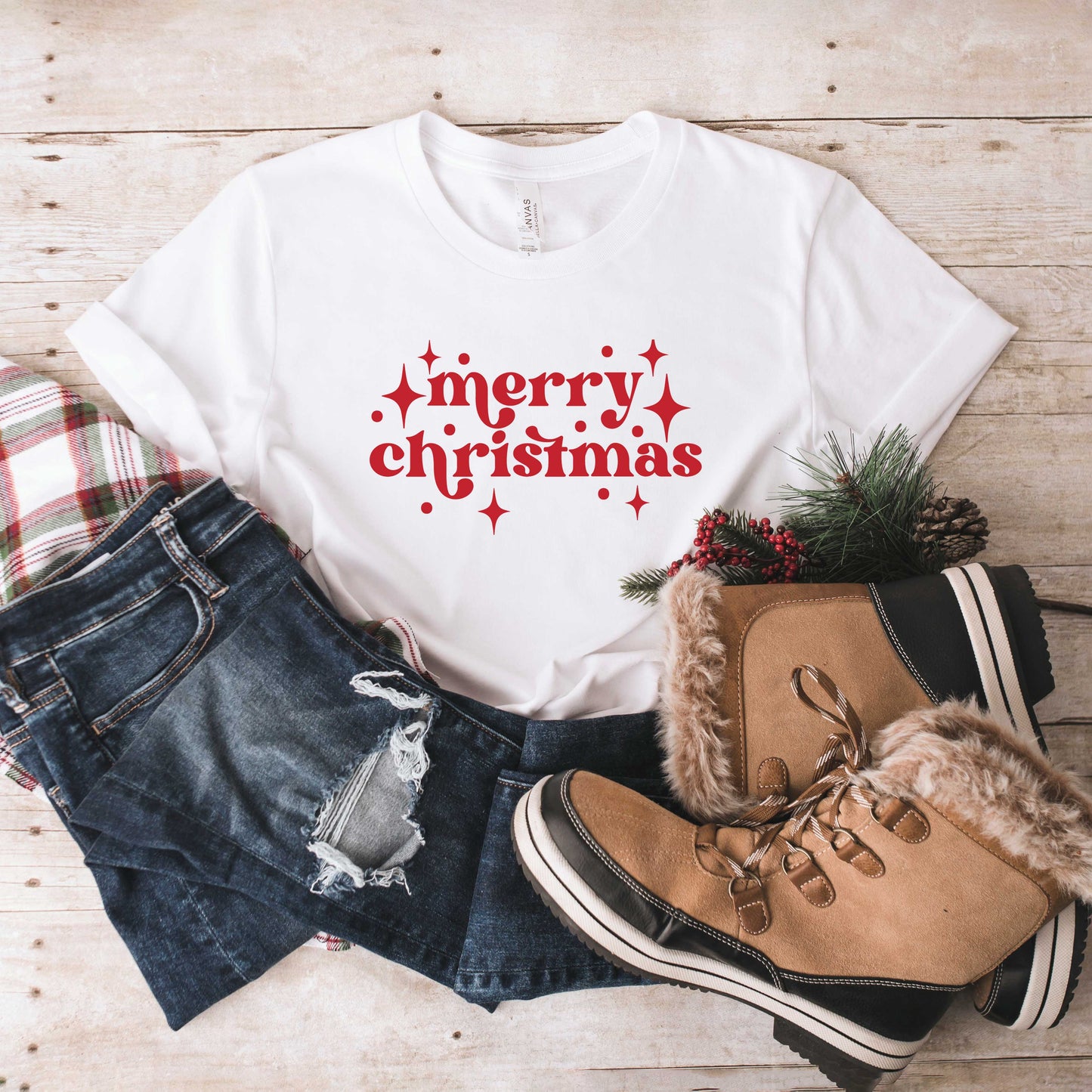 Whimsical Merry Christmas | Short Sleeve Crew Neck
