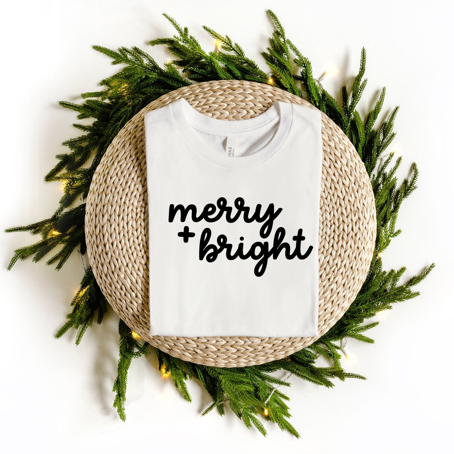 Merry And Bright Bold Cursive | Short Sleeve Crew Neck