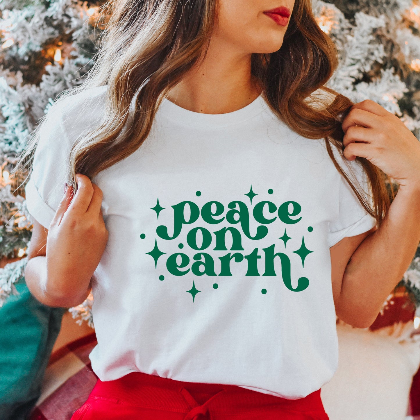 Whimsical Peace On Earth | Short Sleeve Crew Neck