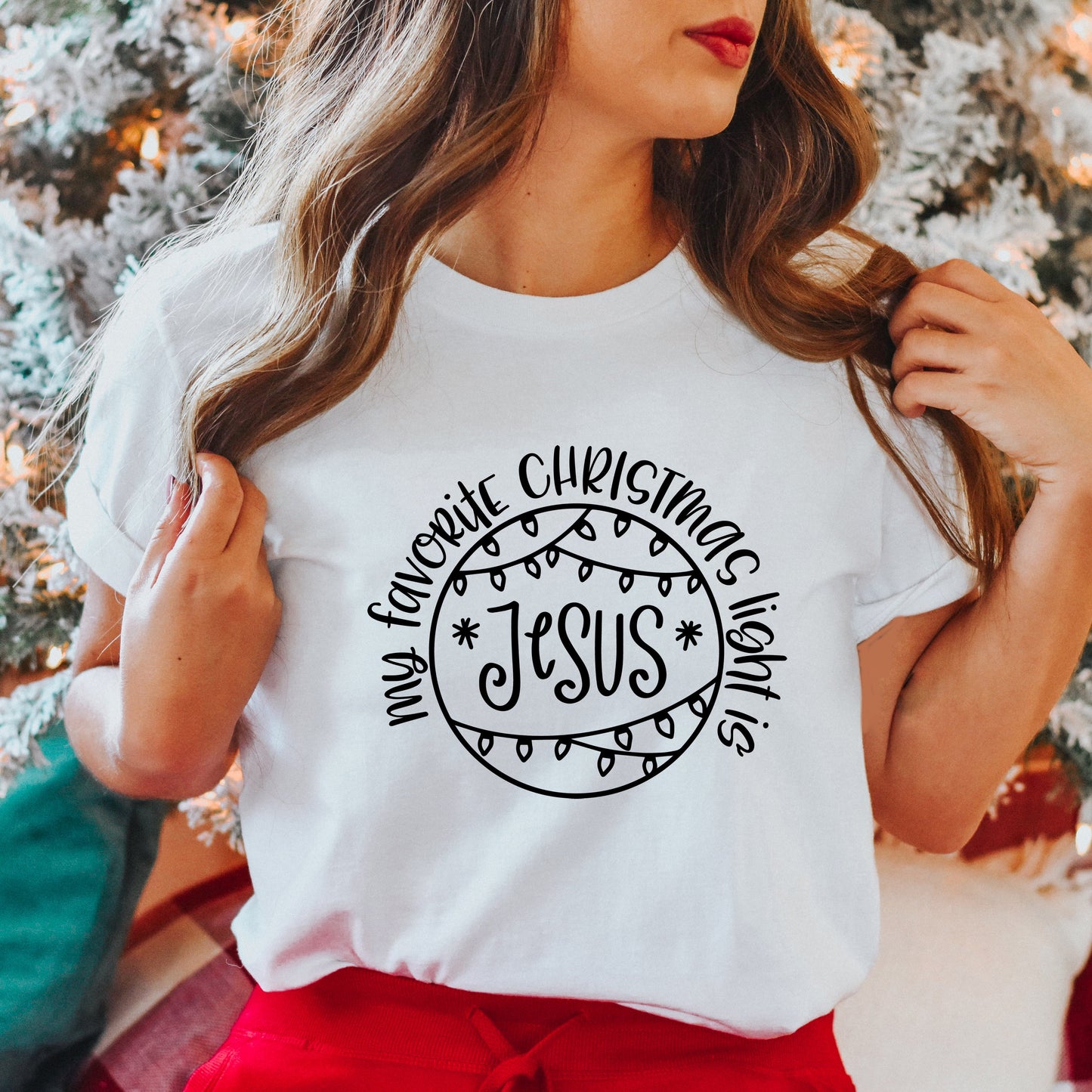 Favorite Christmas Light Jesus | Short Sleeve Crew Neck