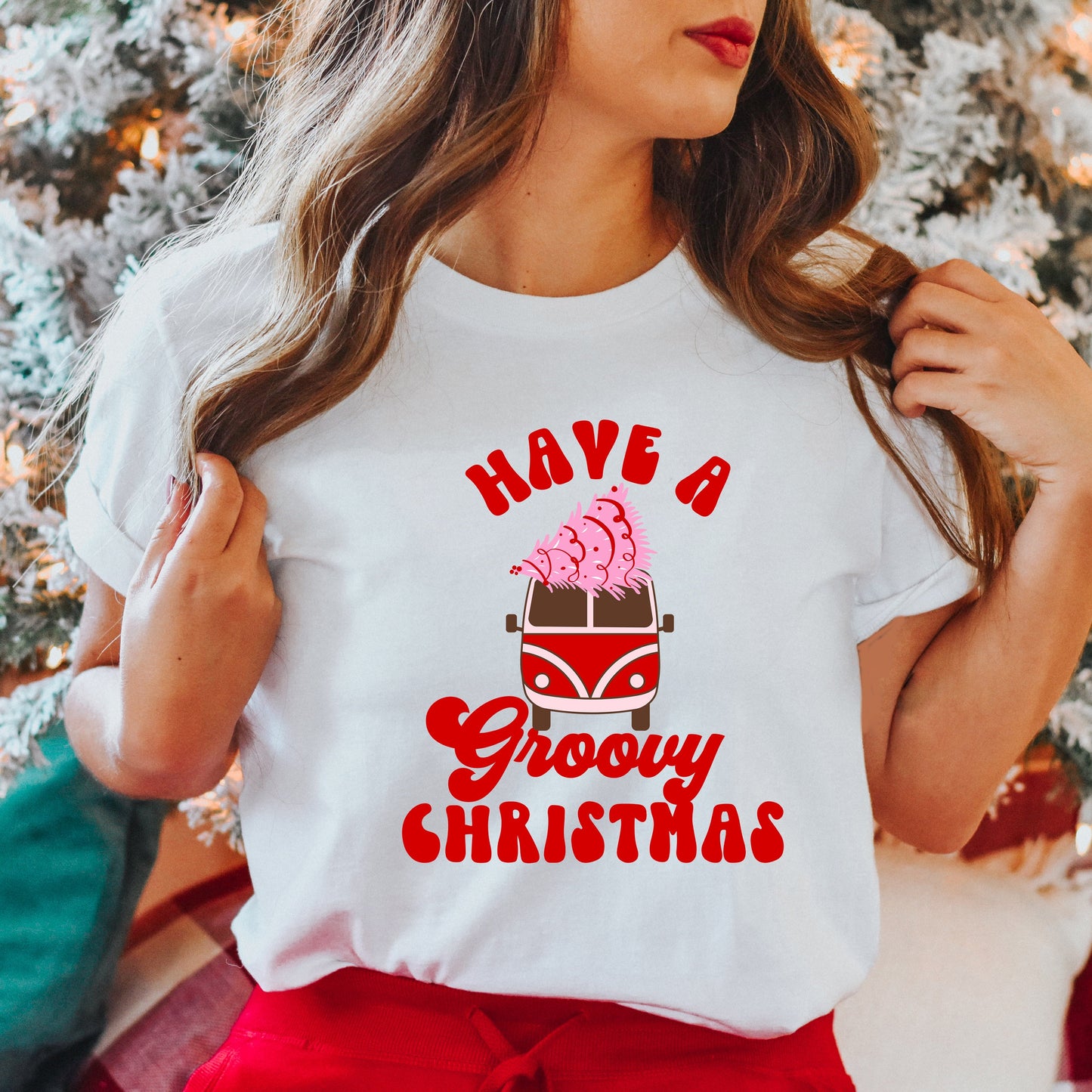 Groovy Christmas Van | Short Sleeve Crew Neck