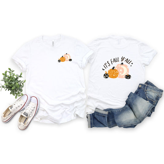 Boho It's Fall Y'all Pumpkins | Short Sleeve Crew Neck