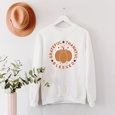 Grateful Thankful Blessed Circle | Sweatshirt
