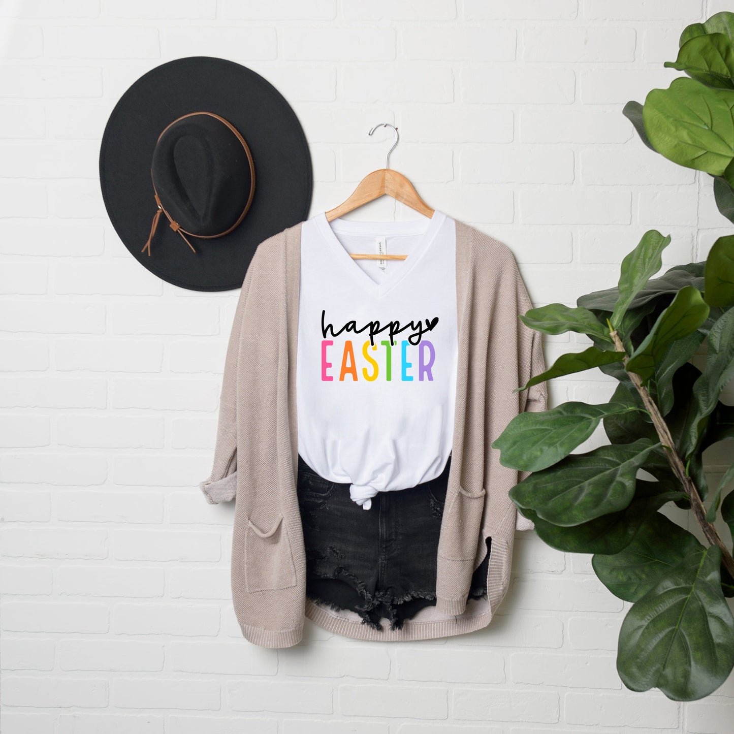 Happy Easter Colorful | Short Sleeve V-Neck