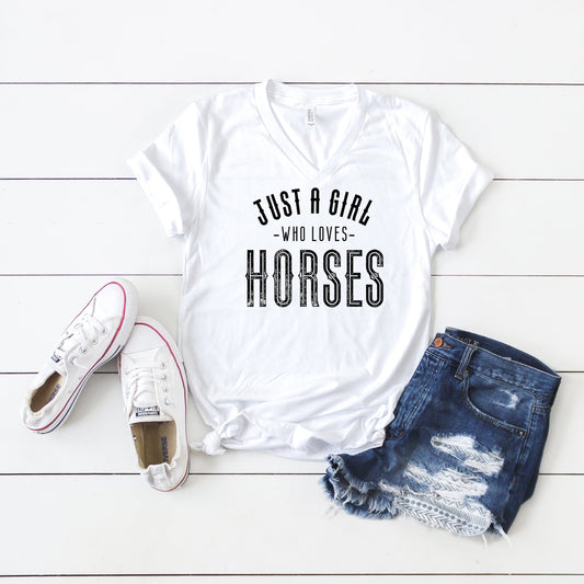 Just a Girl Who Loves Horses | Short Sleeve V-Neck