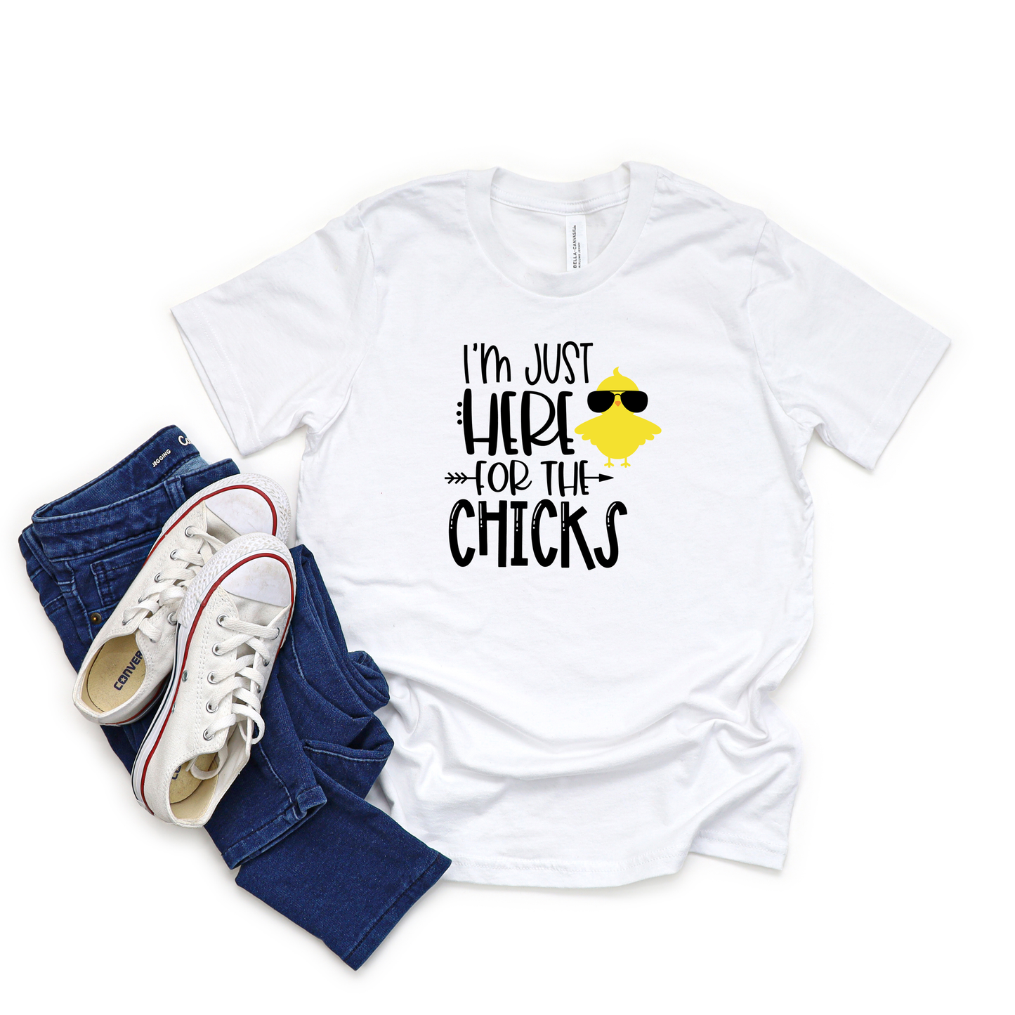I'm Just Here For The Chicks -Kids | Short Sleeve Crew Neck