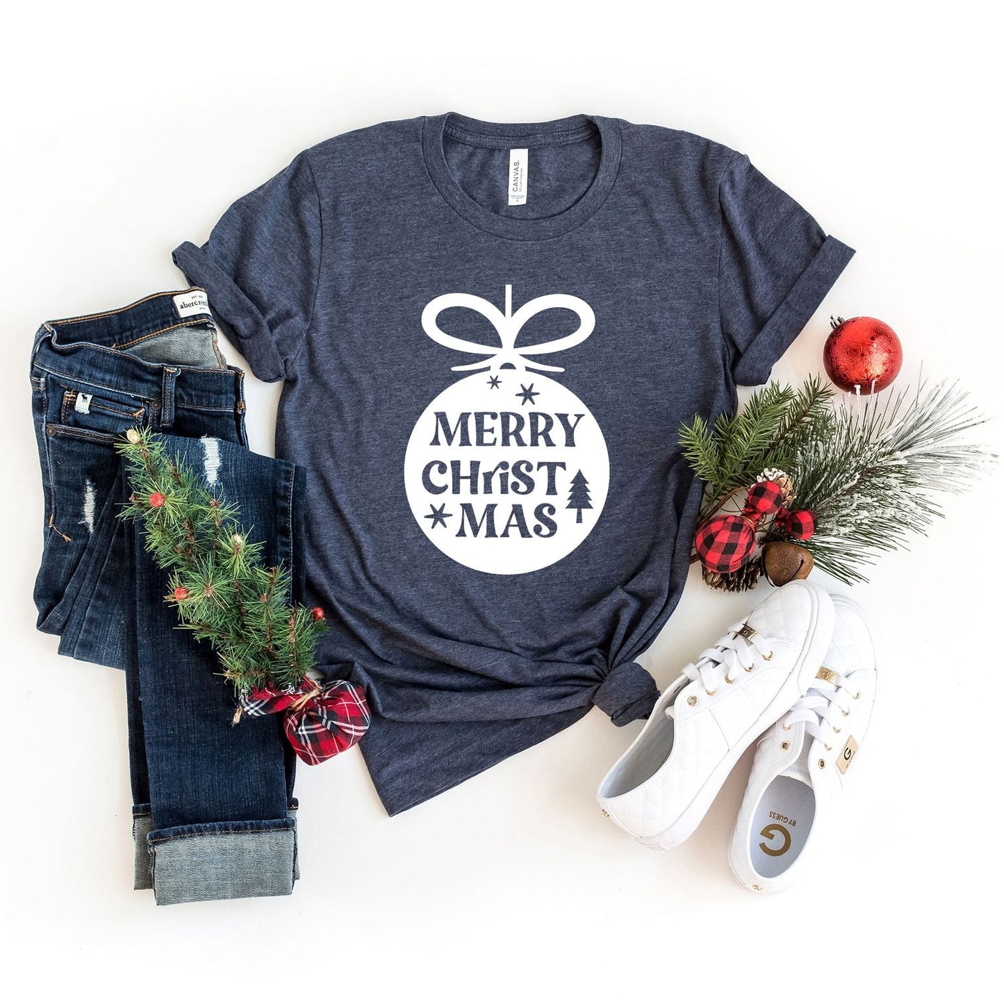 Merry Christmas Ornament | Short Sleeve Crew Neck