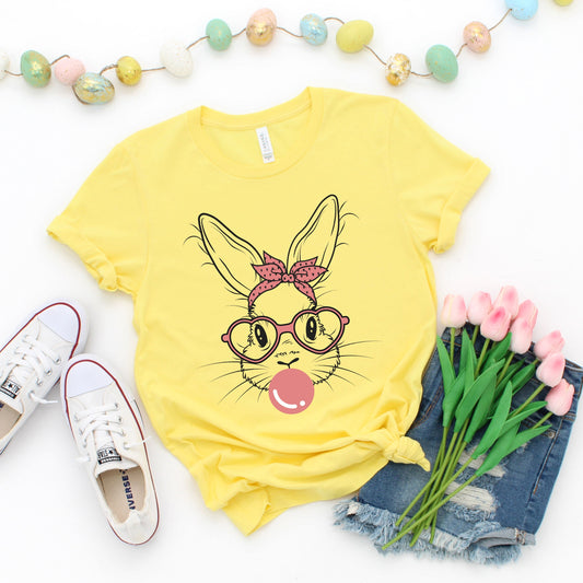 Easter Bunny With Bubble Gum | Short Sleeve Graphic Tee