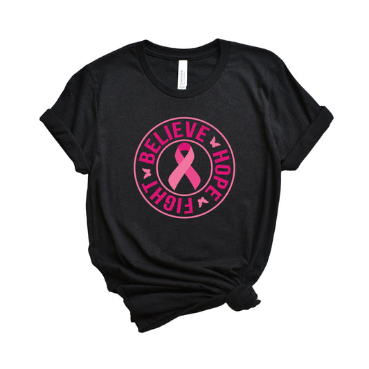 Believe Hope Fight Ribbon | Short Sleeve Crew Neck