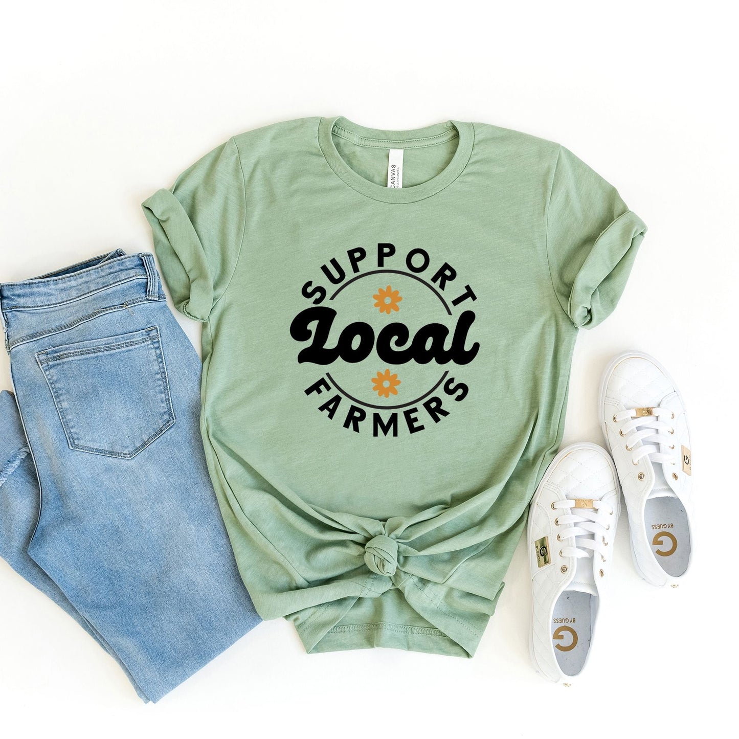 Support Local Farmers Flowers | Short Sleeve Crew Neck