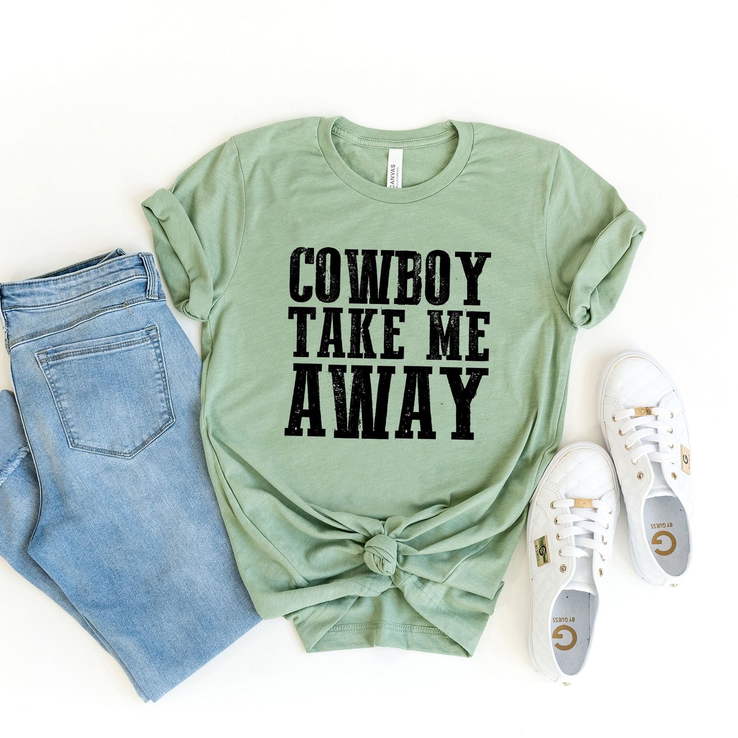 Cowboy Take Me Away Distressed | Short Sleeve Crew Neck