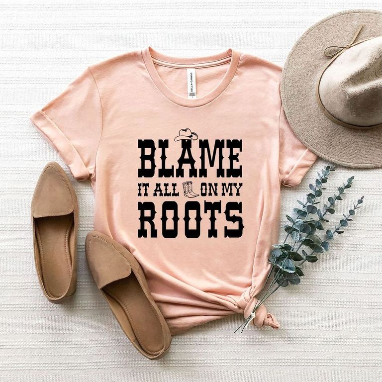 Blame It On My Roots Hat and Boots | Short Sleeve Crew Neck