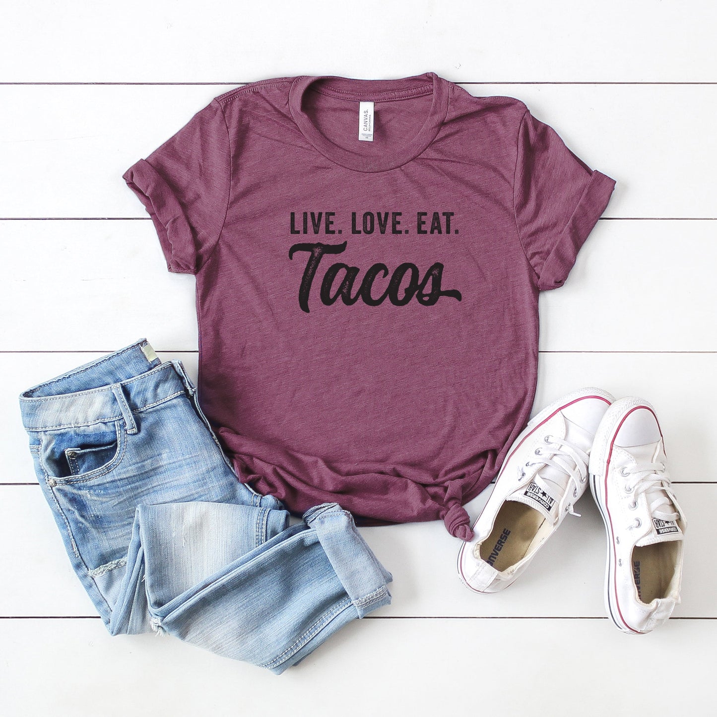 Live. Love. Eat. Tacos | Short Sleeve Crew Neck