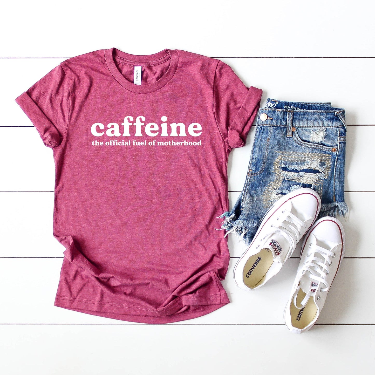 Caffeine The Official Fuel of Motherhood | Short Sleeve Crew Neck