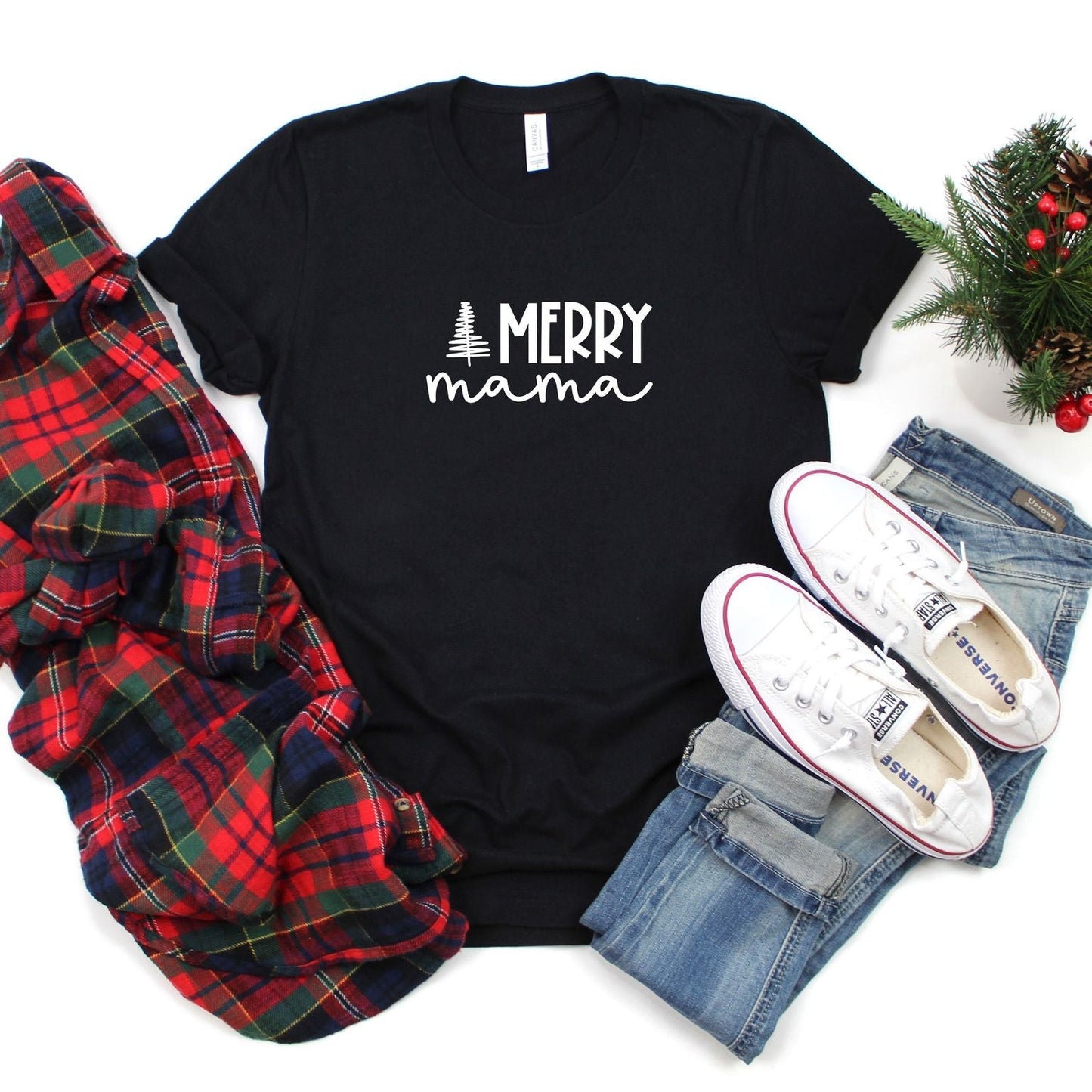 Merry Mama Trees | Short Sleeve Crew Neck