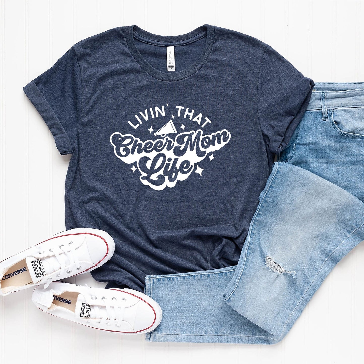 Livin' That Cheer Mom Life | Short Sleeve Crew Neck